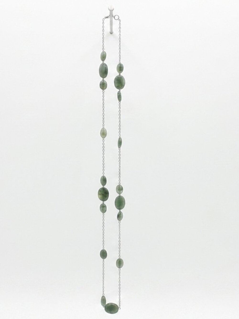 Green Faceted Stone Double Layer Station Chain Necklace